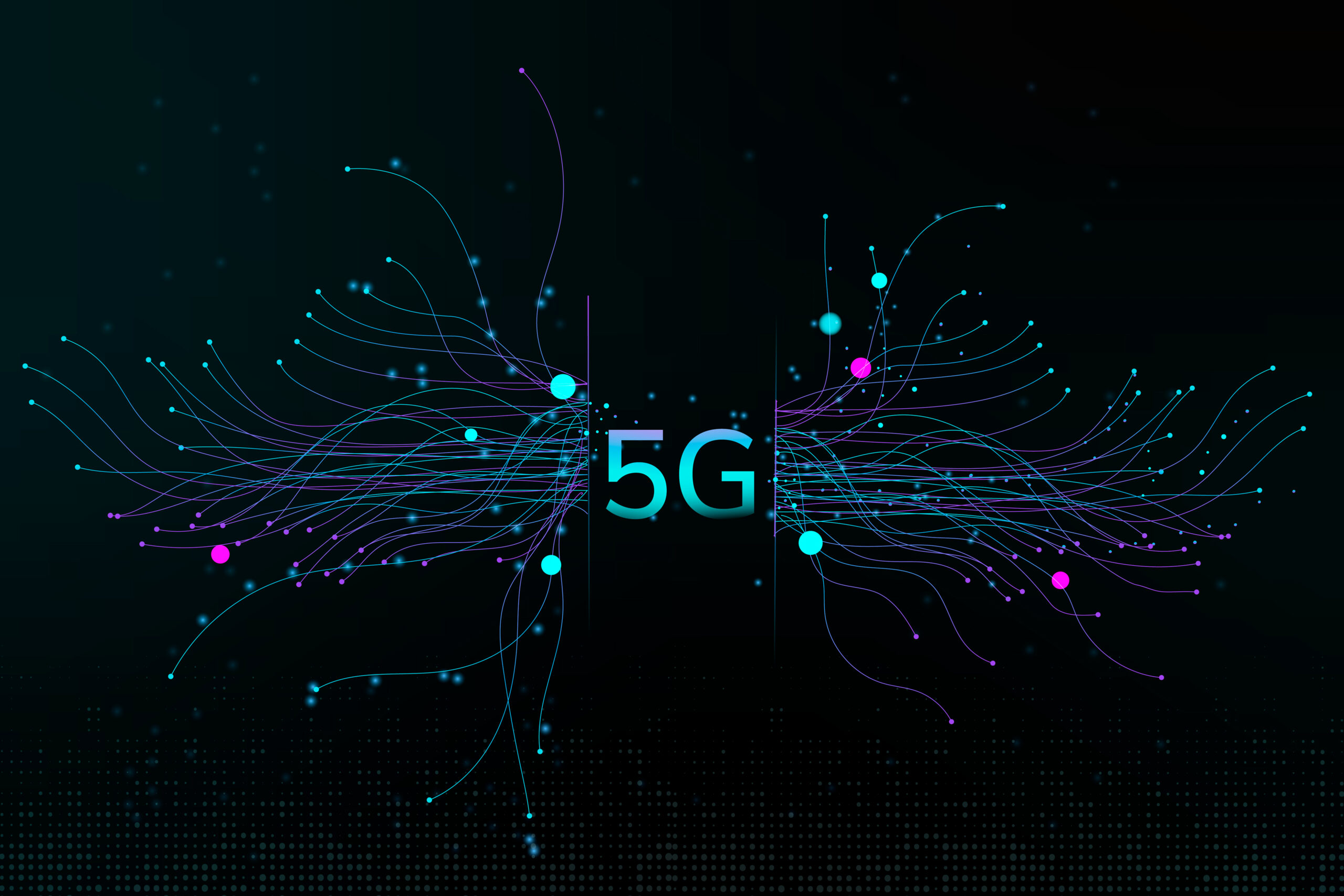 Technology particle dots 5G digital corporate background